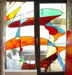 Voorpui woning glas in lood