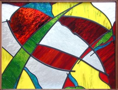 Glas in lood voorzetraam in meranti frame