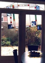 Decoratieve glas in lood ramen als zonlichtbreker,